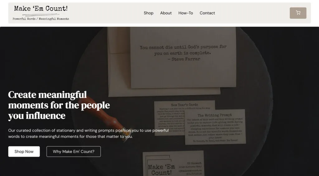 Make 'Em Count homepage screenshot
