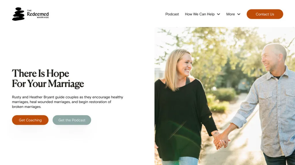 The Redeemed Marriage Podcast website screenshot